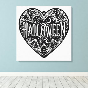 Halloween-Herz, schwarze Herzform, Feiertag Leinwanddruck
