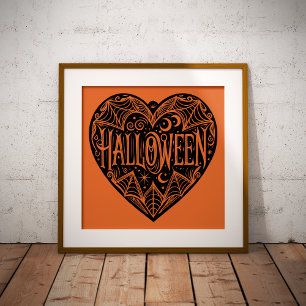 Halloween-Herz, schwarze Herzform, Feiertag Poster