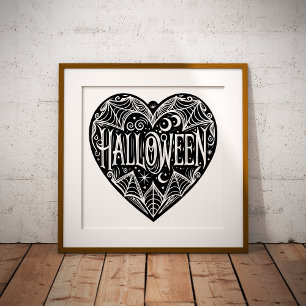 Halloween-Herz, schwarze Herzform, Feiertag Poster