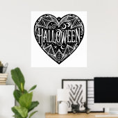 Halloween-Herz, schwarze Herzform, Feiertag Poster (Heimbüro)