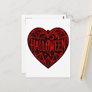 Halloween-Herz, schwarze Herzform, Feiertag Postkarte