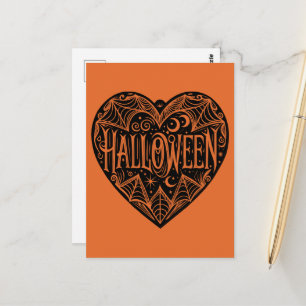 Halloween-Herz, schwarze Herzform, Feiertag Postkarte