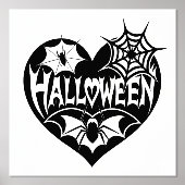 Halloween Herz, Schwarze Herzform, Spiegeleflex Foliendrucke (Vorderseite)