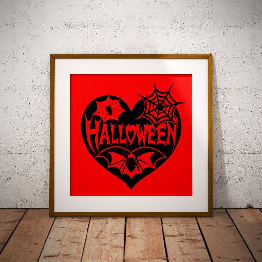 Halloween Herz, Schwarze Herzform, Spiegeleflex Foliendrucke
