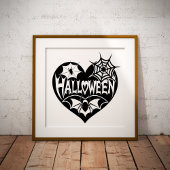 Halloween Herz, Schwarze Herzform, Spiegeleflex Foliendrucke