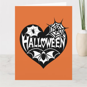 Halloween Herz, Schwarze Herzform, Spiegeleflex Karte
