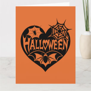 Halloween Herz, Schwarze Herzform, Spiegeleflex Karte