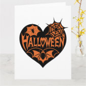 Halloween Herz, Schwarze Herzform, Spiegeleflex Karte (Gelbe Blume)