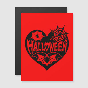 Halloween Herz, Schwarze Herzform, Spiegeleflex Magneteinladung