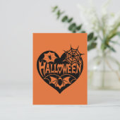 Halloween Herz, Schwarze Herzform, Spiegeleflex Postkarte (Stehend Vorderseite)