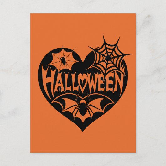 Halloween Herz, Schwarze Herzform, Spiegeleflex Postkarte (Vorderseite)