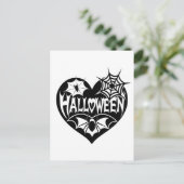 Halloween Herz, Schwarze Herzform, Spiegeleflex Postkarte (Stehend Vorderseite)