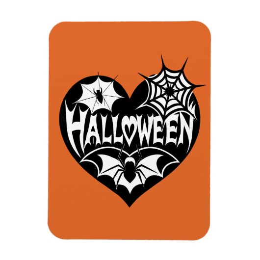 Halloween-Herz, schwarze Herzform, Spinnennetz Magnet (Vertikal)