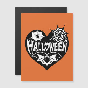 Halloween-Herz, schwarze Herzform, Spinnennetz Magneteinladung