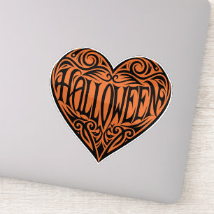 Halloween-Herz, Schwarzes Herz, Feiertag Aufkleber