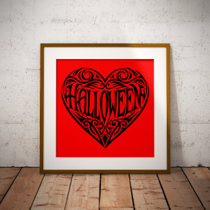 Halloween-Herz, Schwarzes Herz, Feiertag Fotodruck