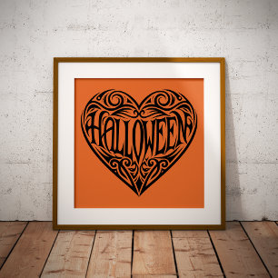 Halloween-Herz, Schwarzes Herz, Feiertag Fotodruck