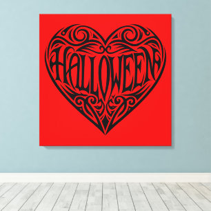 Halloween-Herz, Schwarzes Herz, Feiertag Leinwanddruck