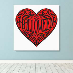 Halloween-Herz, Schwarzes Herz, Feiertag Leinwanddruck
