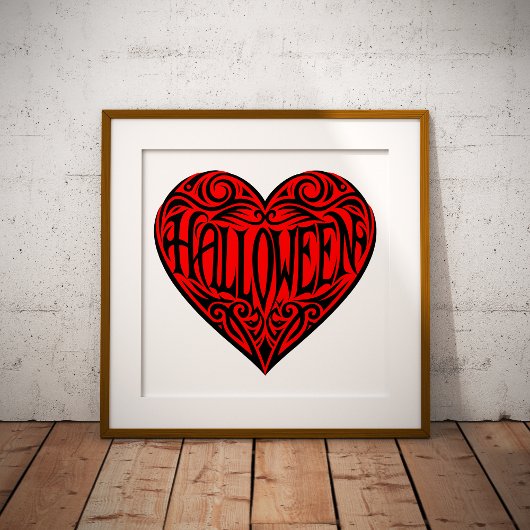 Halloween-Herz, Schwarzes Herz, Feiertag Poster