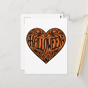 Halloween-Herz, Schwarzes Herz, Feiertag Postkarte
