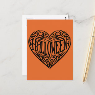 Halloween-Herz, Schwarzes Herz, Feiertag Postkarte
