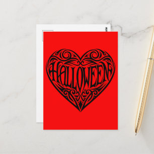 Halloween-Herz, Schwarzes Herz, Feiertag Postkarte