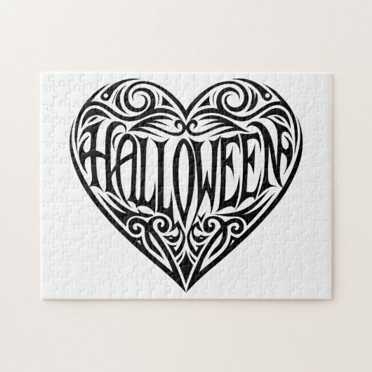 Halloween-Herz, Schwarzes Herz, Feiertag Puzzle (Horizontal)