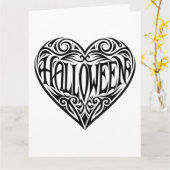 Halloween Herz, Schwarzes Herz, Urlaub Karte (Gelbe Blume)