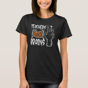 Halloween Herz Skelett Lehrer lieben Gehirne 4 T-Shirt