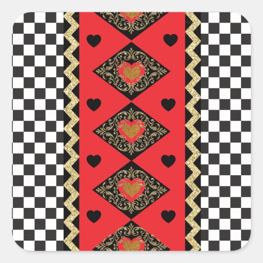 Halloween Herzkönigin Party Quadratischer Aufkleber (Vorderseite)