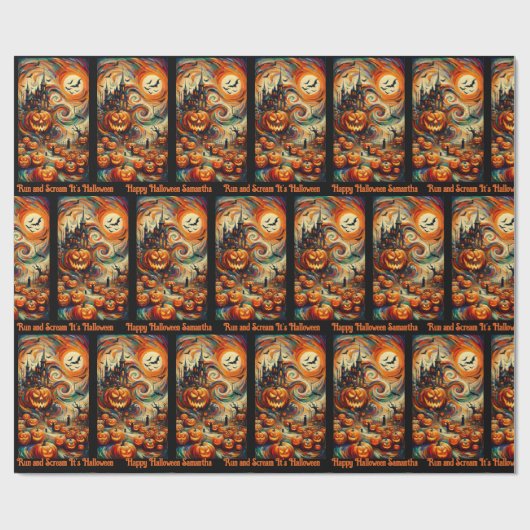 Halloween Herzlichen Glückwunsch Custom Text Geschenkpapier (Flach)