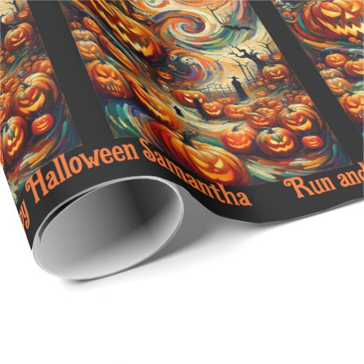 Halloween Herzlichen Glückwunsch Custom Text Geschenkpapier (Rolleneckpunkt)