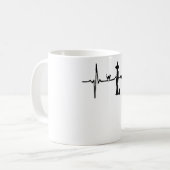 Halloween Herzschlag Schwarze Katze und Bat Kaffeetasse (Vorderseite Links)