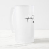 Halloween Herzschlag Schwarze Katze und Bat Mattglas Bierglas (Vorderseite Links)