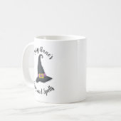 Halloween Hexches Hat Niedliches Whimsikskript Kaffeetasse (Vorderseite Links)