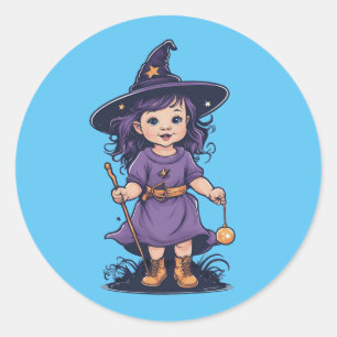 Halloween, Hexe, 16 Baby, Liebling Hexe, für Kinde Runder Aufkleber