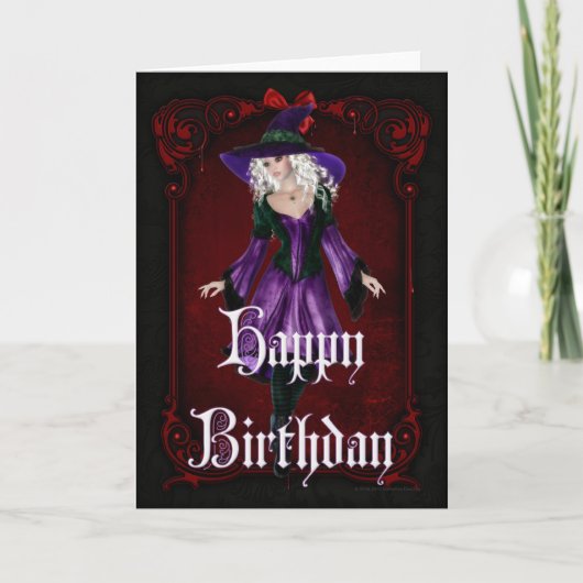 Halloween Hexe 5. Oktober Happy Birthday Card Karte (Vorderseite)