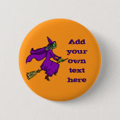 Halloween-Hexe addieren Ihren eigenen Text Button (Vorderseite)