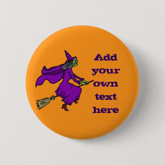 Halloween-Hexe addieren Ihren eigenen Text Button (Vorderseite)