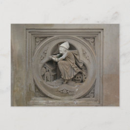 Halloween Hexe auf Broom 3d Stone Carving Foto Postkarte