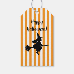 Halloween Hexe auf Broom Flying Geschenkanhänger