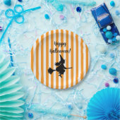 Halloween Hexe auf Broom Flying Pappteller (Party)