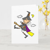 Halloween Hexe auf Broom Karte (Gelbe Blume)