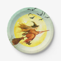 Halloween Hexe auf Broomstick
