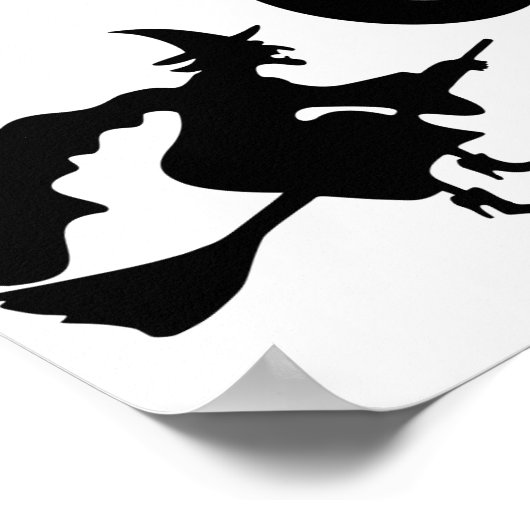 Halloween Hexe auf Broomstick Poster (Ecke)