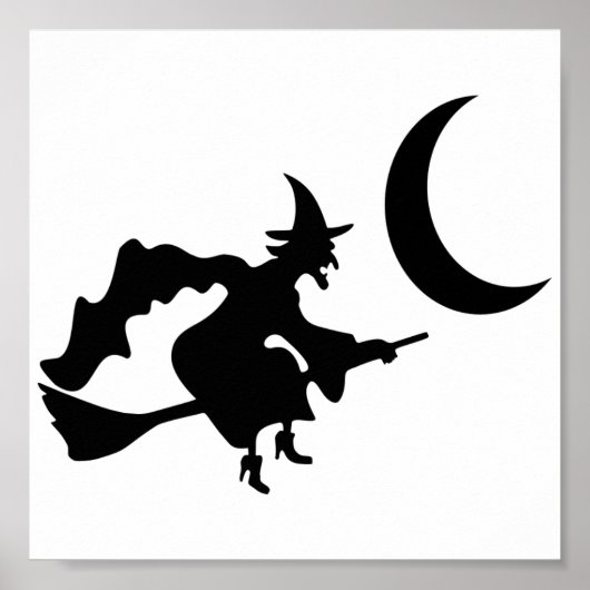 Halloween Hexe auf Broomstick Poster (Vorne)