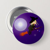 Halloween Hexe auf dem Handy Button (Vorne & Hinten)
