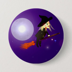 Halloween Hexe auf dem Handy Button