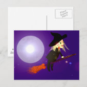 Halloween Hexe auf dem Handy Postkarte (Vorne/Hinten)